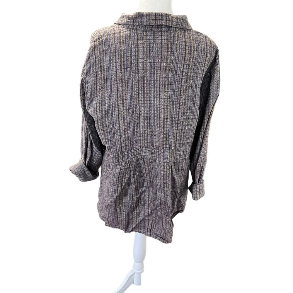 Flax Linen Colorful Button Up Textured Tunic Jack… - image 3